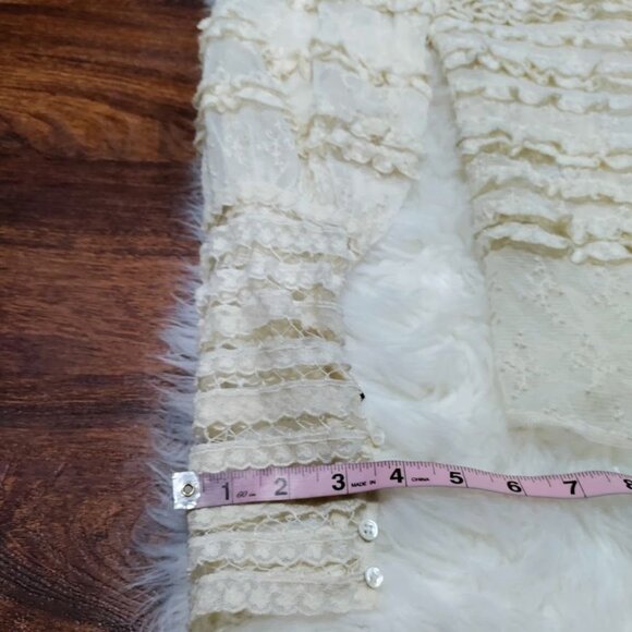 NWT BCBGMaxazria Gypsie Peasant Whimsy Goth Ruffle Tiered Prairie Top Ivory XS - Picture 10 of 13